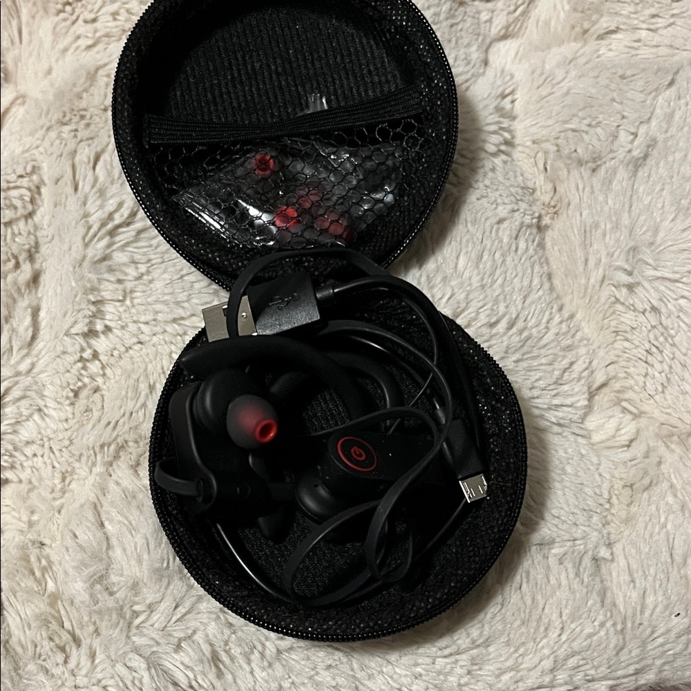 Black and Red Wireless Earbud Headphones